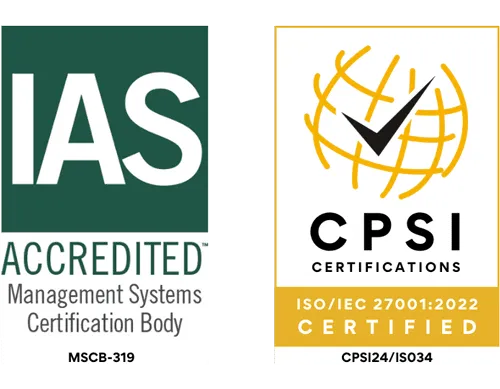 IAS Accredited ISO-27001 CPSI24 IS034 Certification Logos